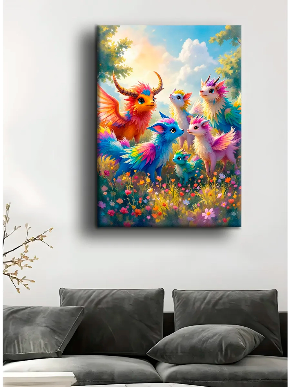 Картина "Радужные зверята", для интерьера 50х70см 1шт.