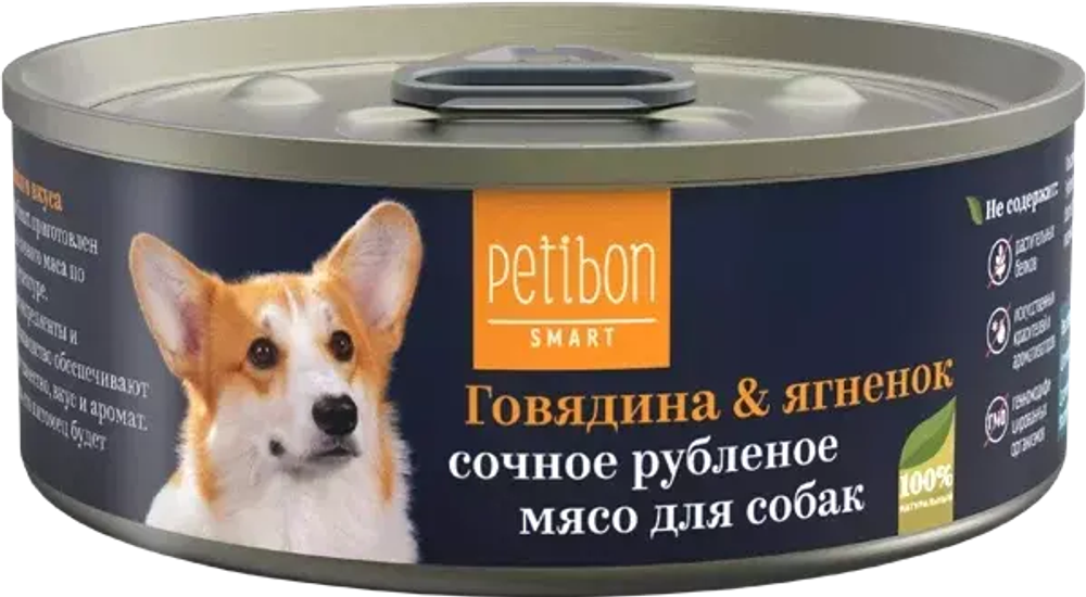 Корм консервированный для собак Petibon Smart "Рубленое мясо с говядиной и ягненком", 100 г