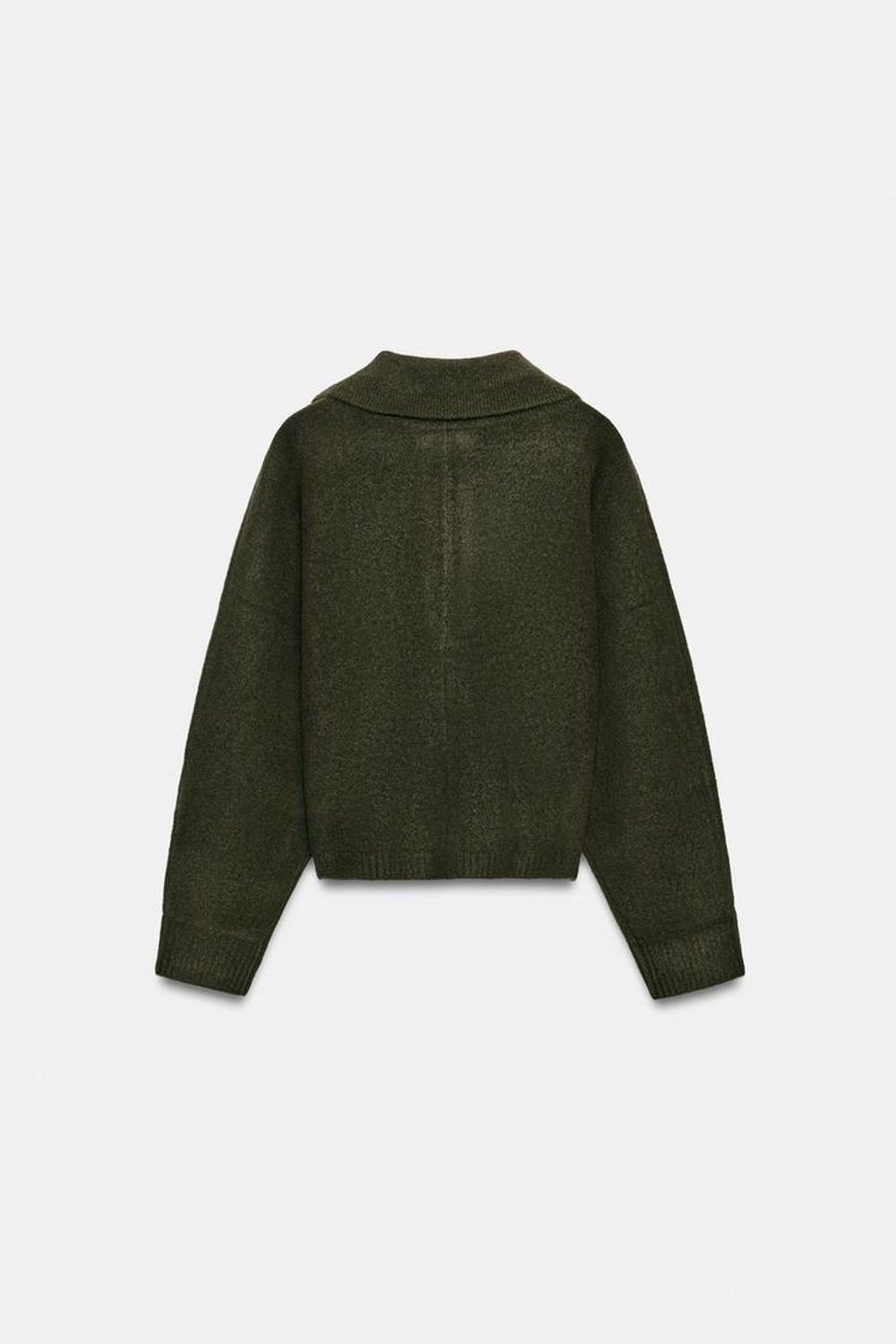 ZARA СВИТЕР ИЗ МЯГКОГО ТРИКОТАЖА НА МОЛНИИ, ТЕМНЫЙ ХАКИ
