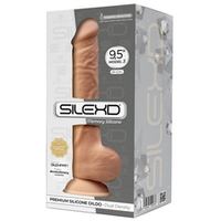 Телесный фаллоимитатор-реалистик 24см с мошонкой на присоске SilexD Premium Silicone Dildo 9,5" Model 3