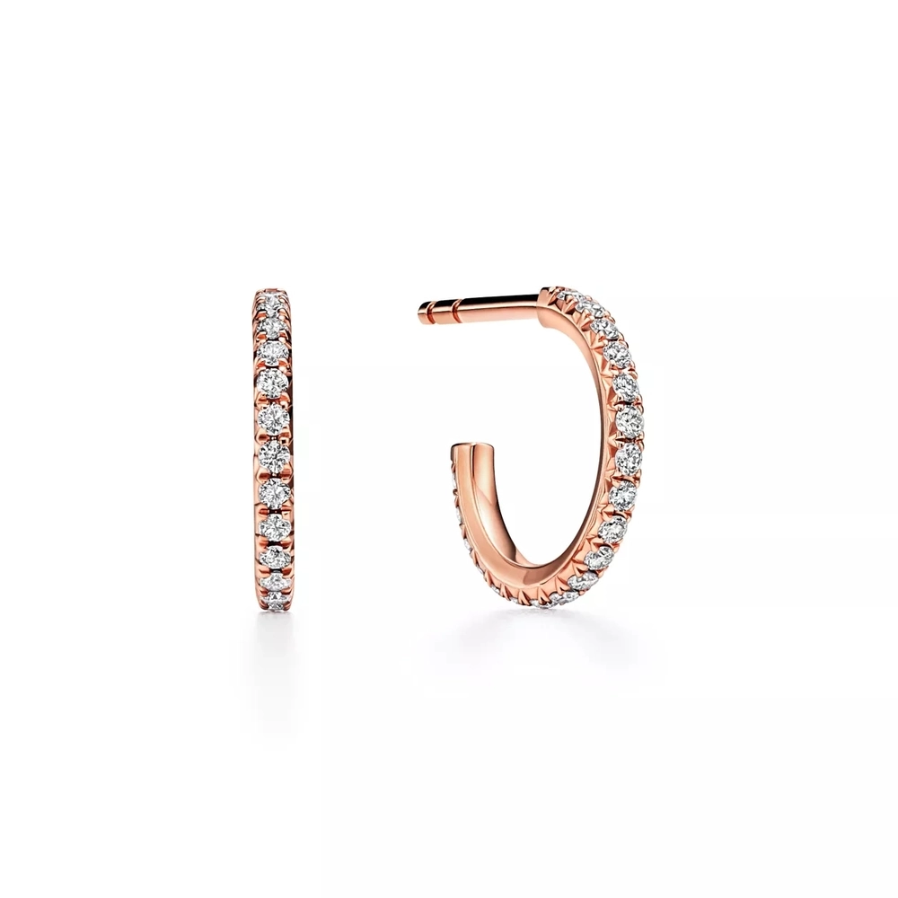 Серьги из розового золота 18k с бриллиантами, Tiffany 💠 metro collection