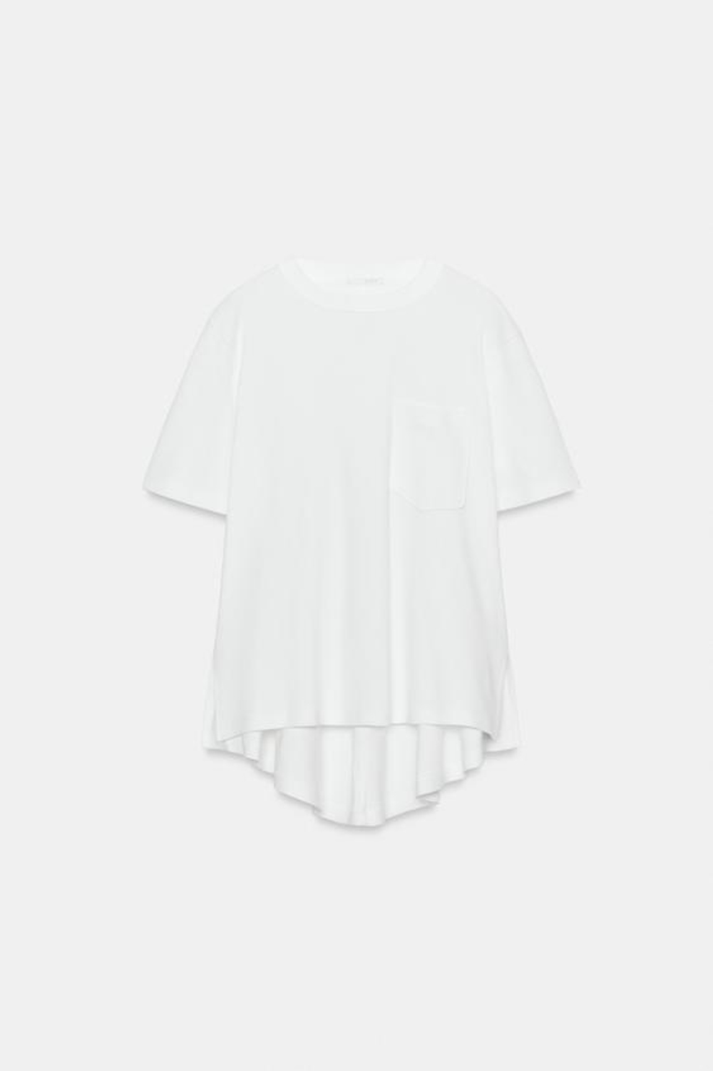 ZARA ФУТБОЛКА INTERLOCK С КАРМАНОМ, БЕЛЫЙ