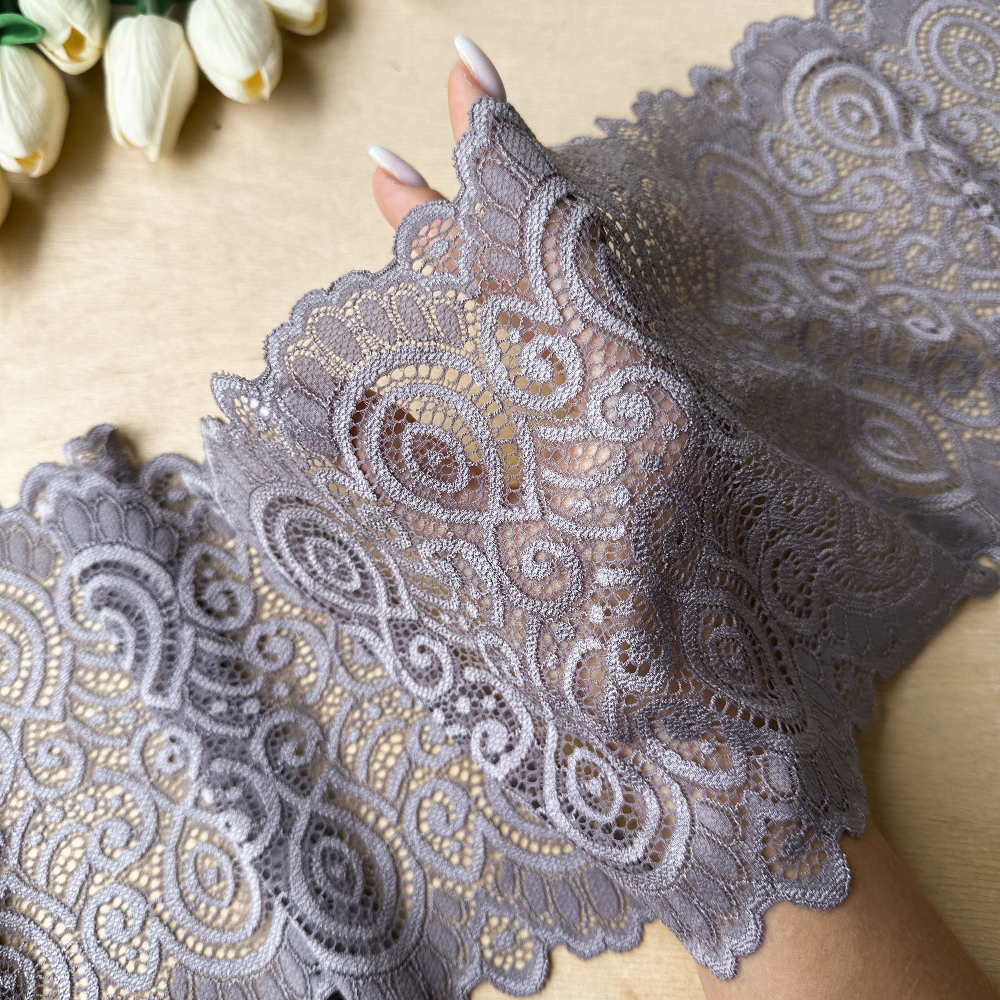 Широкое кружево эластичное 18см, Графит (lace/magn/180)