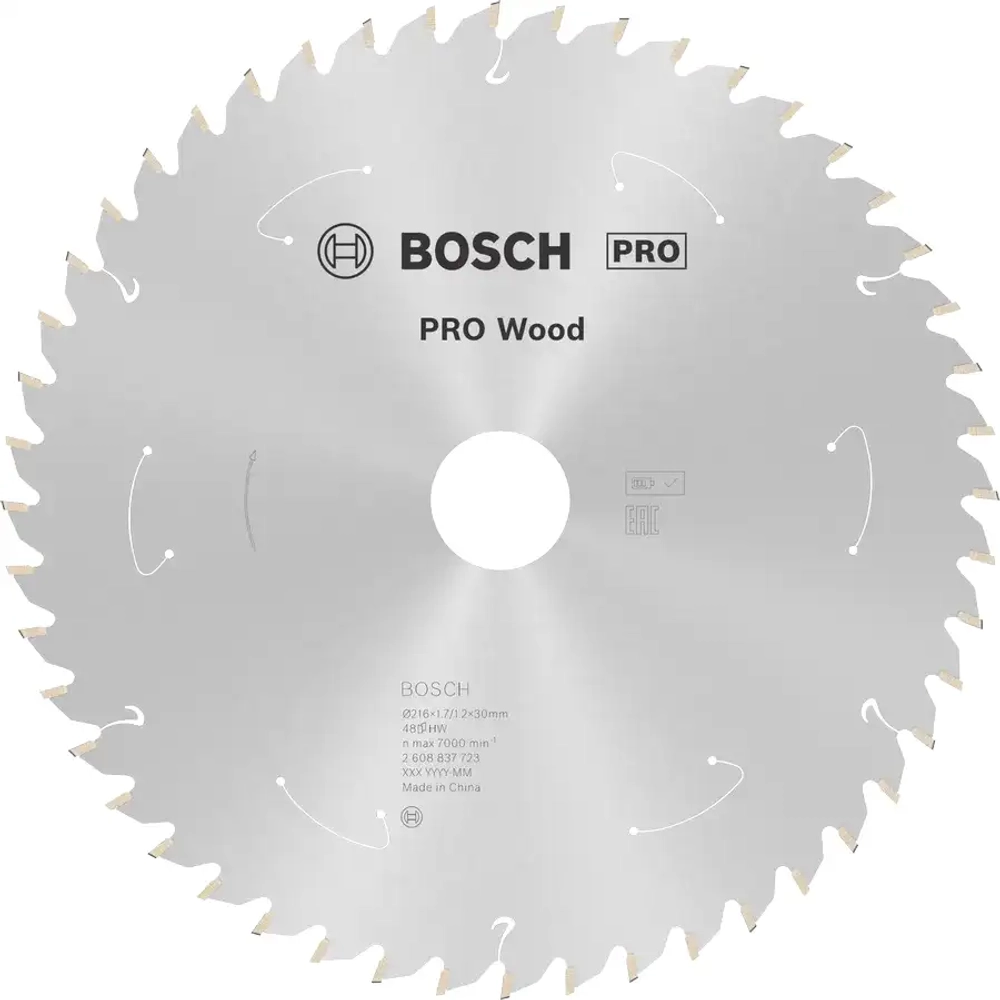Циркулярный диск по дереву 216x1,7x30 мм Wood Cordless PRO T48 BOSCH 2608837723