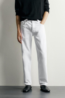 ZARA ДЖИНСЫ REGULAR FIT, ЖЕЛТОВАТО-БЕЛЫЙ