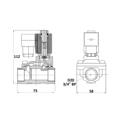 Соленоидный клапан Sanlixin 3/4" норм закрытый (SLP1DF02E1E20)
