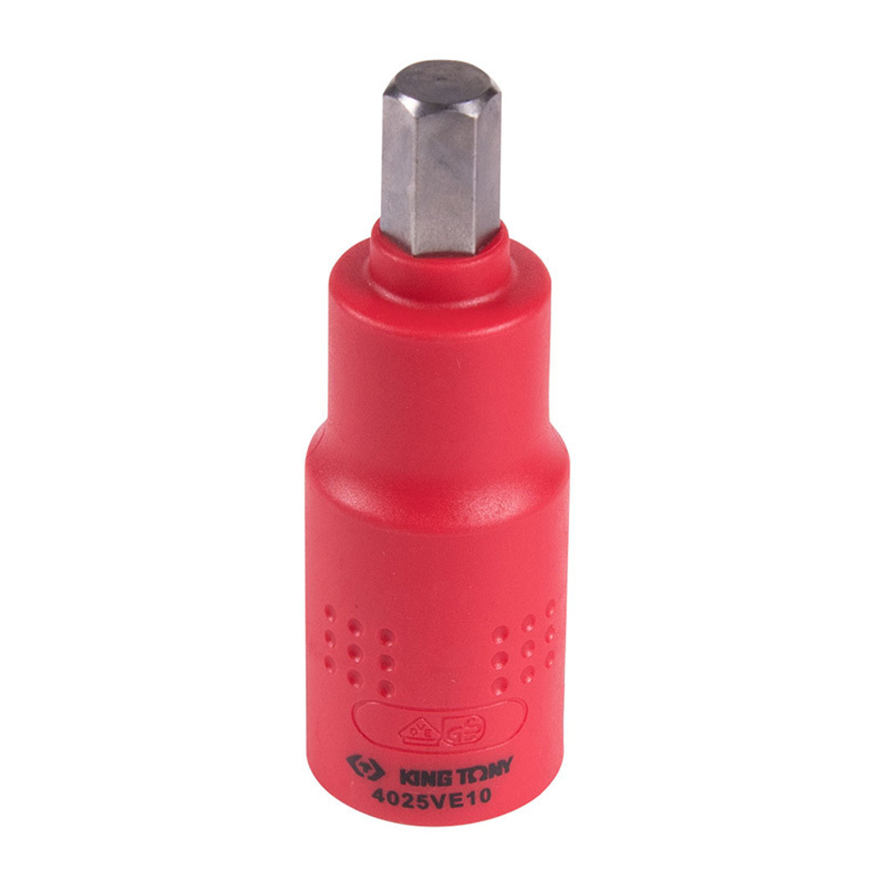 KING TONY (4025VE10) Насадка (бита) торцевая диэлектрическая 1/2", HEX, 10 мм, L = 75 мм