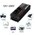 Инвертор 12V-220V 1500W б/накл Lvyuan 2 розетки под прикуриватель