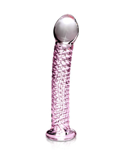 Рельефный стеклянный стимулятор Icicles (Цвет: прозрачный с нежно-розовым)