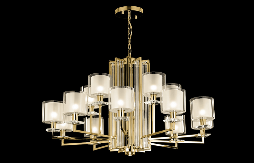 Подвесная люстра Crystal Lux NICOLAS SP-PL10+5 GOLD/WHITE