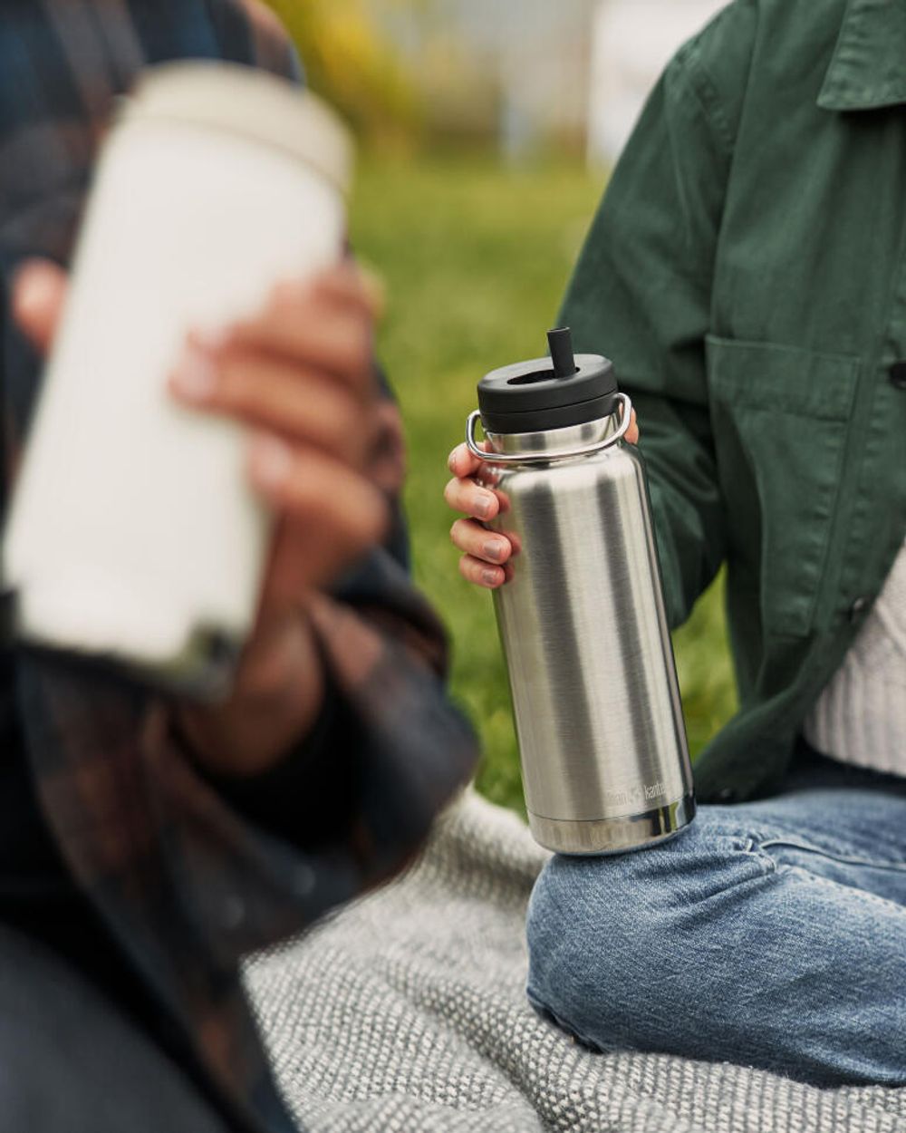Набор крышка Klean Kanteen TKWide Twist Cap Black, трубочки с ёршиком
