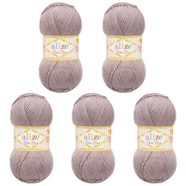 Пряжа Alize (Ализе) Baby Best / уп.5 мот. по 100 г, 240м, 142 серая роза