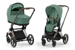 Коляска 2 в 1 Cybex Priam IV Leaf Green, шасси Rose Gold