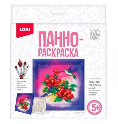 3D Art Панно-раскраска 20*20см "Колибри" (Lori)