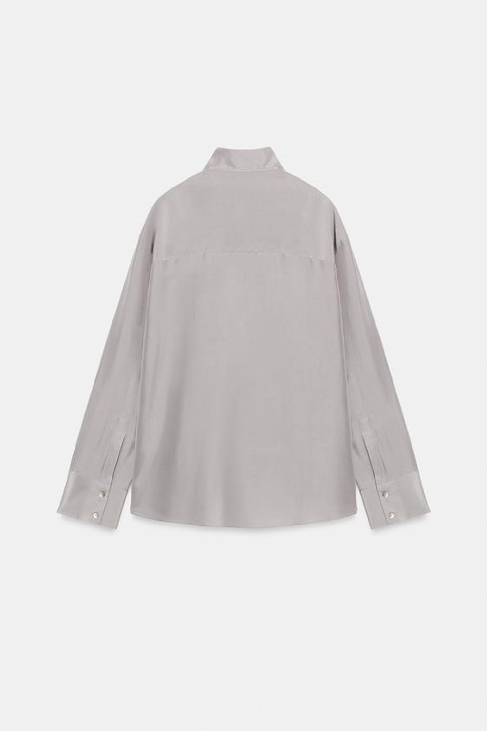 ZARA РУБАШКА С ЗАПАХОМ ИЗ 100% ШЕЛКА — ZW COLLECTION, СЕРЫЙ