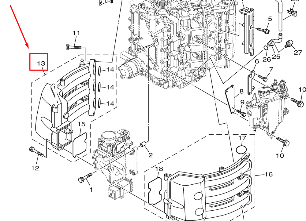 6P2-13641-00-00 MANIFOLD ASSY, INTAKE 1