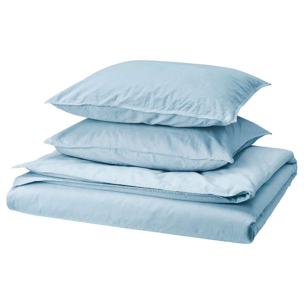 IKEA ÄNGSLILJA  (ИКЕА ЭНГСЛИЛЙА)  -  Пододеяльник и 2 наволочки - сине-серый 200х200/50х60 см