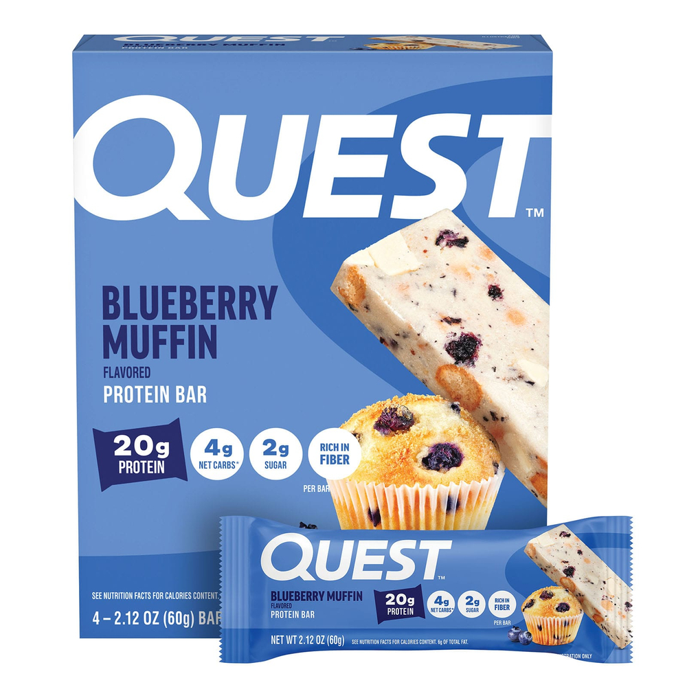 Quest Nutrition, протеиновый батончик, кекс с голубикой, 4 шт. по 60 г (2,12 унции)