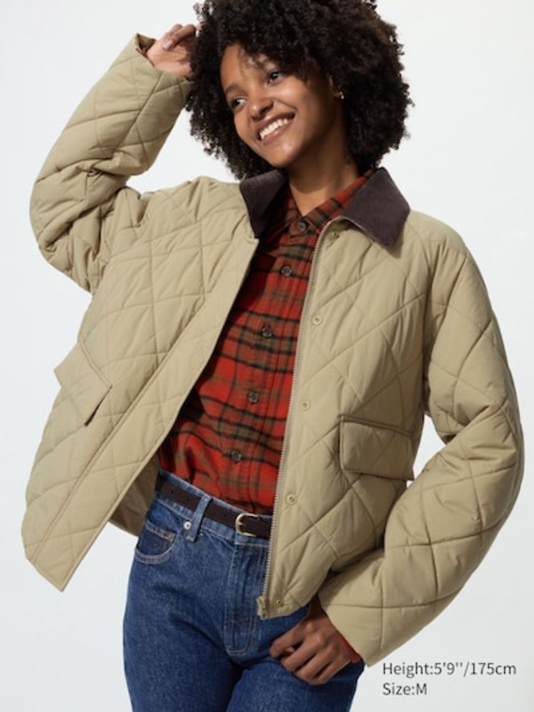 UNIQLO Короткая стеганая куртка, бежевый