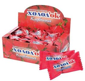 Жевательная резинка «Холодок» с начинкой, аромат клубника, флоупак, дисплей-бокс, 100 шт