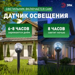 Светильник уличный ЭРА ERASF23-15 Капля на солнечной батарее холодный белый высота 33 см 1 LED | Садовые декоративные светильники