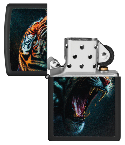 Зажигалка ZIPPO Tiger Roar Design с покрытием Black Matte, латунь/сталь, черная, 38x13x57 мм, шт
