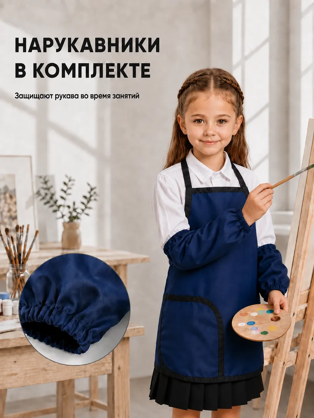 Фартук для детского творчества (темно-синий)