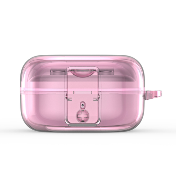 Чехол розового цвета из TPU для наушников Samsung Buds4 и Buds 4 Pro, серия SECI Series от Dux Ducis, в комплекте с карабином