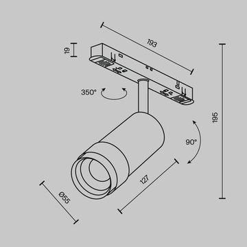 Трековый магнитный светодиодный светильник 5W 2700-6000K TR212-4-12WTW-Z-DSZ-B черный 15-50° Focus Zoom Exility Dim Dim Smart Zigbee Maytoni