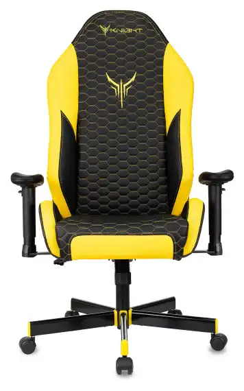 Кресло игровое Knight Neon черный/желтый соты экокожа с подголов. крестов. металл