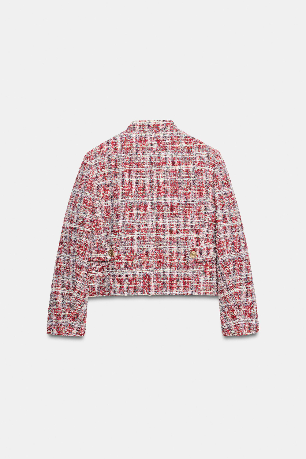 ZARA КОРОТКИЙ БЛЕЙЗЕР ИЗ РЕЛЬЕФНОЙ ТКАНИ, ЭКРЮ/КРАСНЫЙ