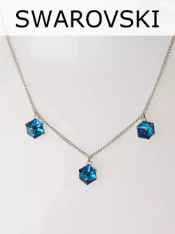 Колье Миражи с синими кристаллами-хамелеонами Swarovski