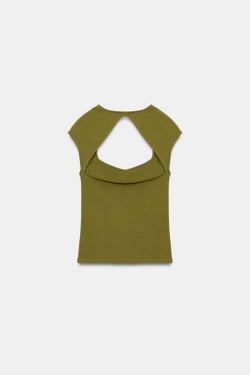 ZARA ТОП С ВЫРЕЗОМ НА СПИНЕ, ОЛИВКОВЫЙ