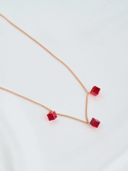 Колье Миражи с красными кристаллами-кубиками Swarovski
