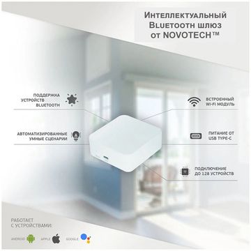 Интеллектуальный Bluetooth-шлюз Tuya Smart Life для умного дома 359392 белый Glat Novotech