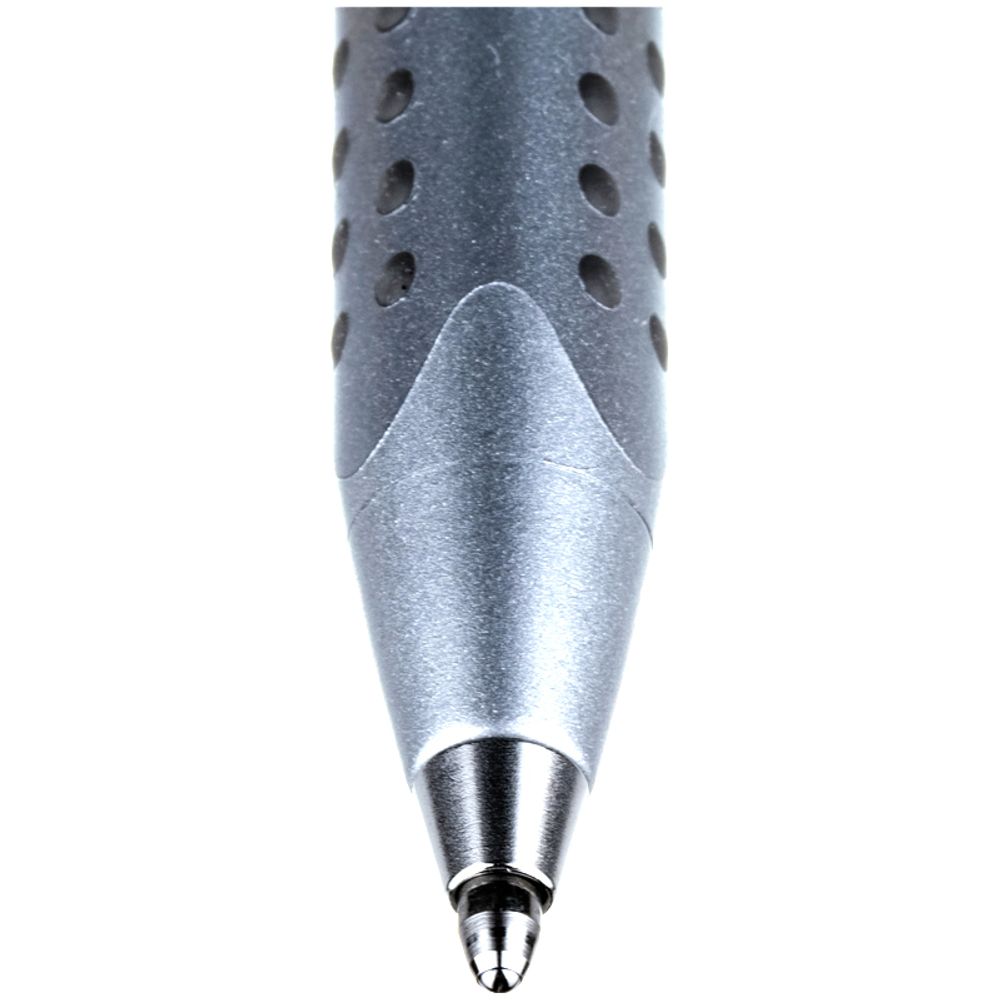 Ручка шариковая автоматическая Faber-Castell "Grip 2011" синяя, 1,4мм, трехгран., серебряный корпус