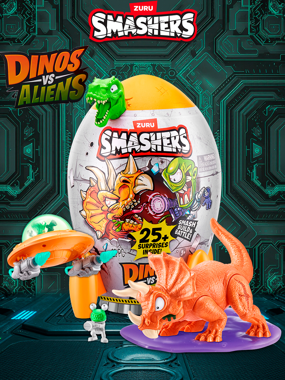 Фигурка Smashers Dino vs Alients Трицератопс