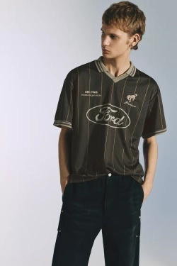 PULL&BEAR Футболка с символикой команды Ford, военно-морской