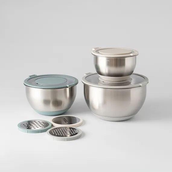 Набор стальных мисок balance с крышками и терками, 1,5 л/3 л/ 5 л