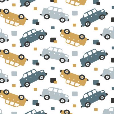 Buy baby fabric Cars squares scandinavian style