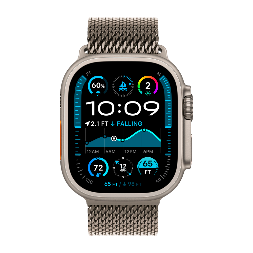 Умные часы Apple Watch Ultra 2 (2024) GPS + Cellular, 49mm, Natural Titanium Case with Natural Titanium Milanese Loop M, (Натуральный титановый)