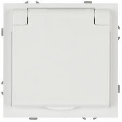 Розетка ЭРА Galaxy 15-2103-01 c заземлением 2P+E Schuko со шторками с крышкой 16А-250В IP20 белый | Эра Galaxy