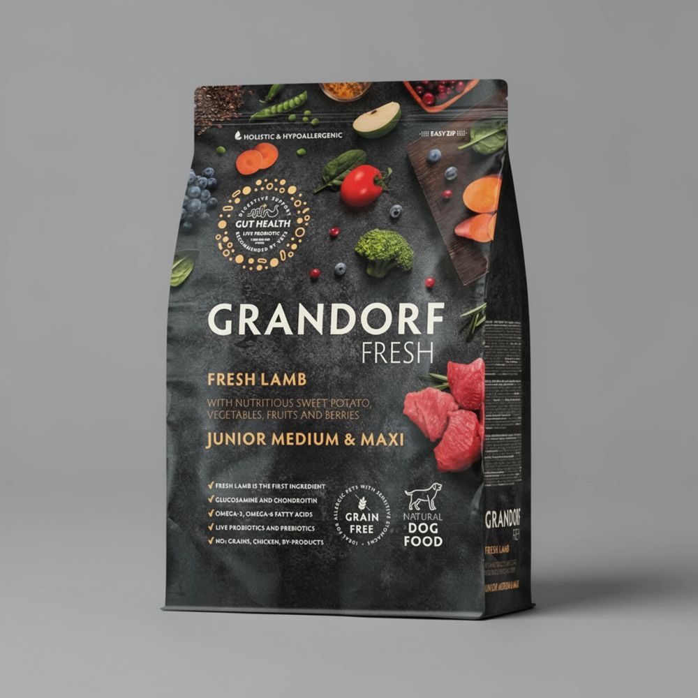 Сухой корм GRANDORF Fresh DOG JUNIOR Lamb&Sweet Potato для юниоров из свежего мяса ягненка с бататом