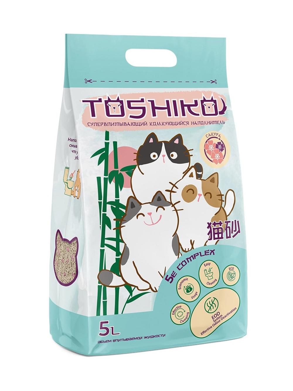 Наполнитель Toshiko Сакура комкующийся для кошек 5 л