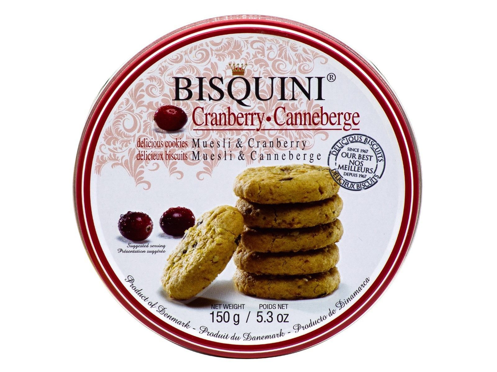 Печенье Bisquini с мюсли и клюквой, 150 г (Дания)