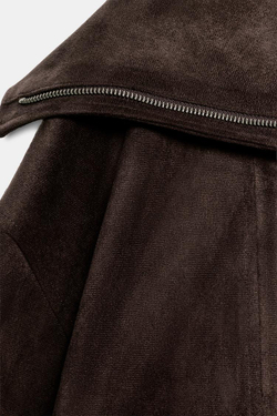 ZARA КУРТКА-БОМБЕР С ШИРОКИМ ВОРОТНИКОМ, КОРИЧНЕВЫЙ
