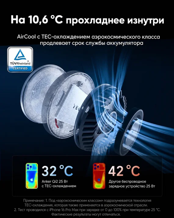 Беспроводная зарядная док-станция Anker Prime 3 в 1 MagGo, AirCool (B25X7) черный (Black Stone)