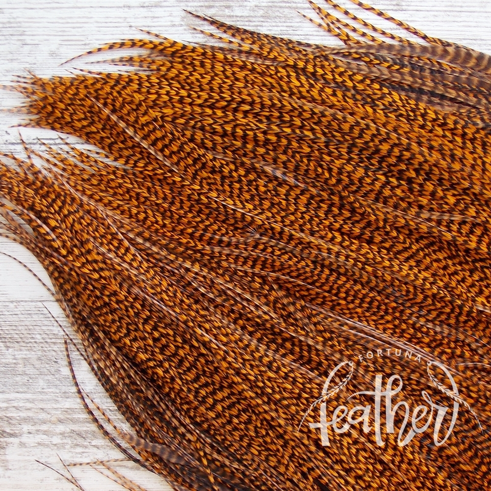 Перо из седла петуха Grizzly Golden Brown