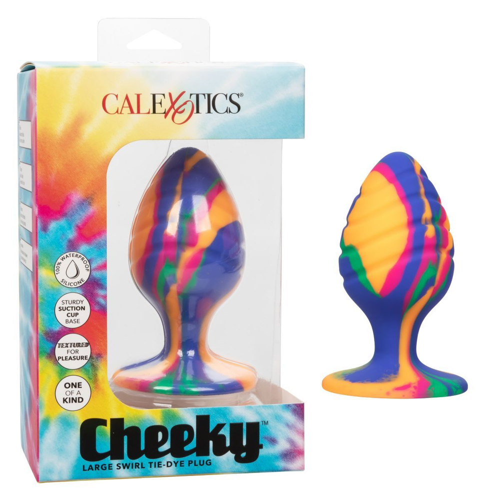 Яркая анальная пробка Cheeky Large Swirl Tie-Dye Plug - 9 см. (Цвет: разноцветный)