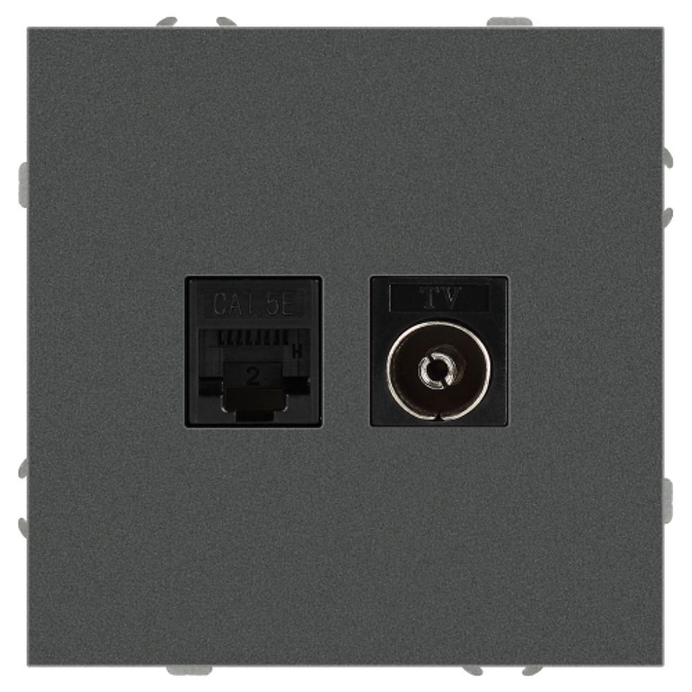 Розетка ЭРА Galaxy 15-3110-06 комбинированная RJ45+TV IP20 графит | Эра Galaxy